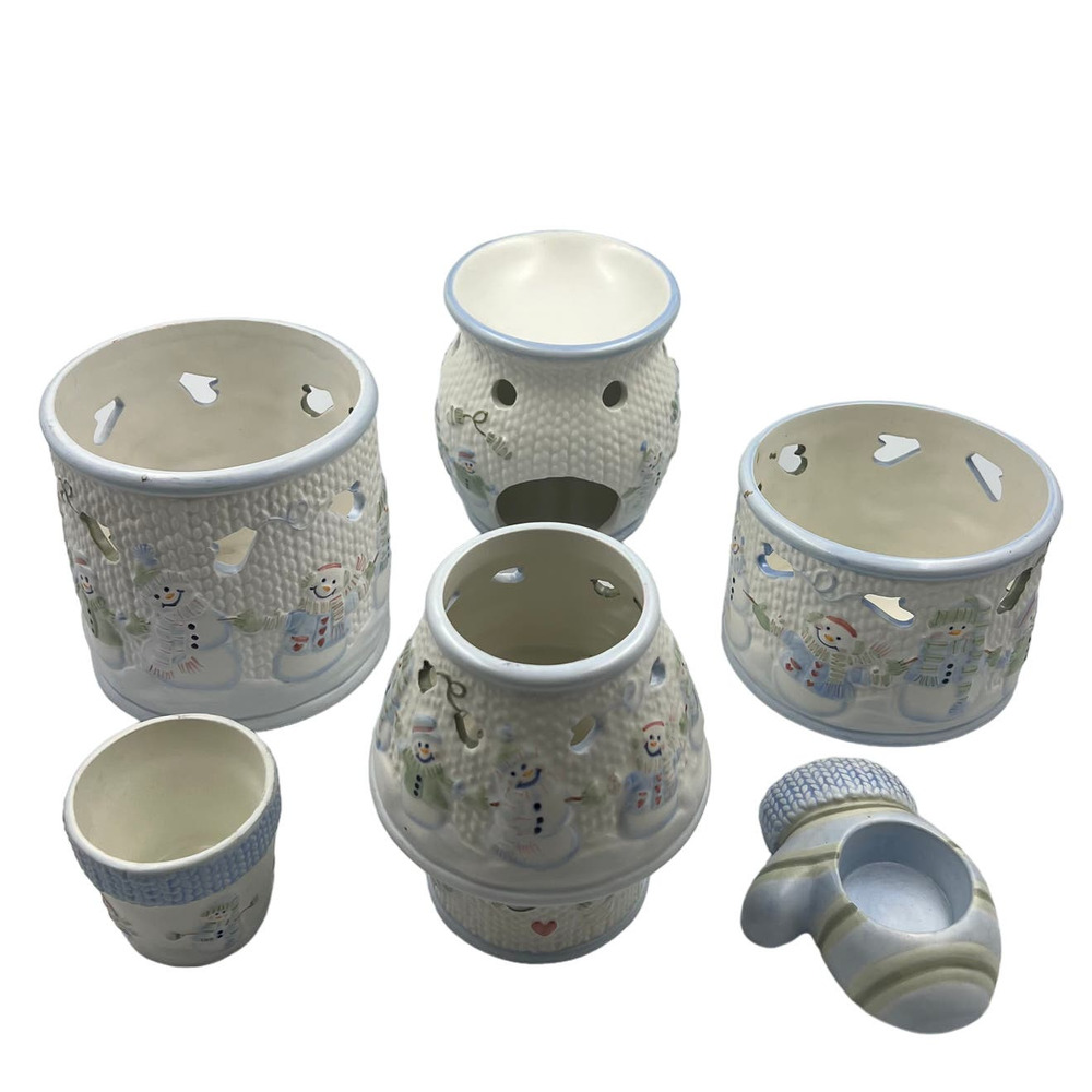 Yankee Candle Snow Folks Candle Holders Simmer Pot Mitten Tea Light Votive 6